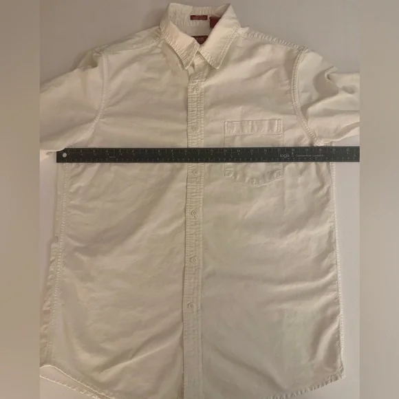 IZOD Men’s Slim Fit Collared Long Sleeve Button Dress Shirt White Size M - Picture 5 of 6
